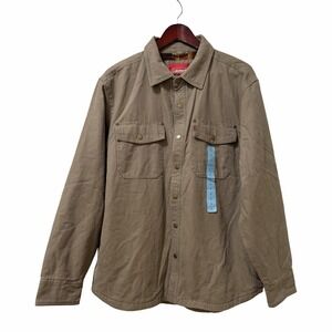 Coleman Mens Fleece Lined Snap Canvas Shirt Jacket Size L Chore Barn Coat NEW